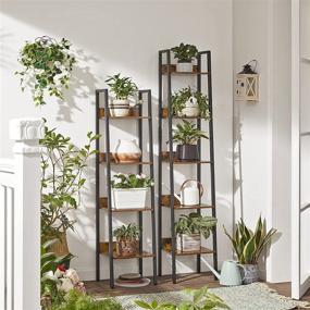 img 2 attached to 📚 VASAGLE Bookshelf: Freestanding 4-Tier Ladder Shelf for Home Office & Living Room – Industrial Rustic Brown and Black Design with Easy Assembly (ULLS108B01)