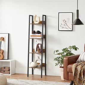 img 3 attached to 📚 VASAGLE Bookshelf: Freestanding 4-Tier Ladder Shelf for Home Office & Living Room – Industrial Rustic Brown and Black Design with Easy Assembly (ULLS108B01)