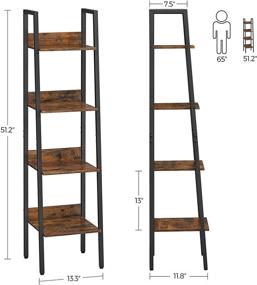 img 1 attached to 📚 VASAGLE Bookshelf: Freestanding 4-Tier Ladder Shelf for Home Office & Living Room – Industrial Rustic Brown and Black Design with Easy Assembly (ULLS108B01)