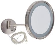 💡 jerdon hl1016nl 9.5-inch led lighted wall mount makeup mirror with 5x magnification in nickel finish logo