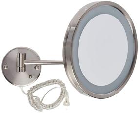 img 4 attached to 💡 Jerdon HL1016NL 9.5-Inch LED Lighted Wall Mount Makeup Mirror with 5x Magnification in Nickel Finish