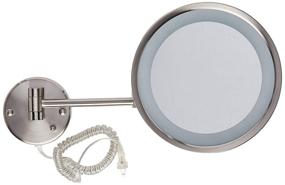 img 3 attached to 💡 Jerdon HL1016NL 9.5-Inch LED Lighted Wall Mount Makeup Mirror with 5x Magnification in Nickel Finish