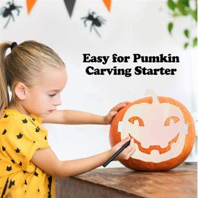 img 1 attached to 🎃 Mocoosy 12 Pcs 8 Inch Halloween Stencils: Carve Large Pumpkins with Reusable Plastic Stencils for Wood, Wall, Fabrics, and Windows