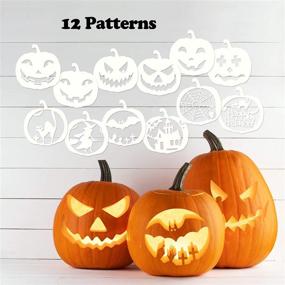 img 2 attached to 🎃 Mocoosy 12 Pcs 8 Inch Halloween Stencils: Carve Large Pumpkins with Reusable Plastic Stencils for Wood, Wall, Fabrics, and Windows