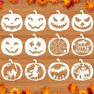 🎃 mocoosy 12 pcs 8 inch halloween stencils: carve large pumpkins with reusable plastic stencils for wood, wall, fabrics, and windows logo