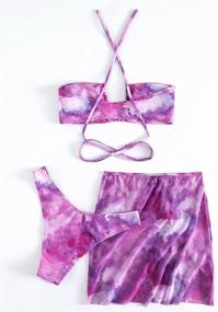 img 3 attached to 👙 Stunning Romwe Women's 3 Pack Tie Dye Criss Cross Halter Cheeky Bikini Swimsuit Set with Fashionable Beach Skirt