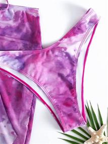 img 2 attached to 👙 Stunning Romwe Women's 3 Pack Tie Dye Criss Cross Halter Cheeky Bikini Swimsuit Set with Fashionable Beach Skirt