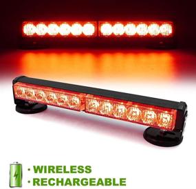 img 4 attached to FOXCID 12 LED Emergency Hazard Warning Strobe Flashing Light Bar Wireless Battery W/Magnetic Base And Rechargeable Plug For Beacon Rooftop Safety Vehicles Tow Trucks Tractor Snowplow Lights & Lighting Accessories