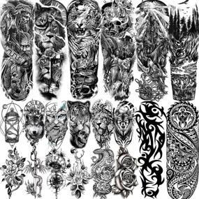 img 4 attached to VANTATY 20 Sheets Extra Large Full Arm Temporary Tattoos for Men Adults, Tiger Snake Leopard Lion King Temporary Tattoos Sleeve for Women, Waterproof Fake Tattoo Stickers for Kids, Warrior Tattoos