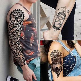 img 2 attached to VANTATY 20 Sheets Extra Large Full Arm Temporary Tattoos for Men Adults, Tiger Snake Leopard Lion King Temporary Tattoos Sleeve for Women, Waterproof Fake Tattoo Stickers for Kids, Warrior Tattoos