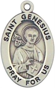 img 1 attached to Premium HMHReligiousMfg Sterling Silver Catholic Oval Medal Pendant – Patron Saint, 7/8 Inch - Top Quality!