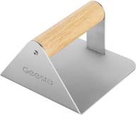 geesta stainless steel smash burger press for griddle – grill press steak weight – 5.5“ burger smasher with wood handle for professional and home cooking – non-rusty, low-maintenance alternative to iron logo