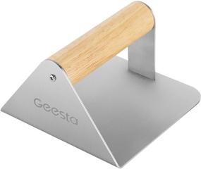 img 4 attached to Geesta Stainless Steel Smash Burger Press for Griddle – Grill Press Steak Weight – 5.5“ Burger Smasher with Wood Handle for Professional and Home Cooking – Non-Rusty, Low-Maintenance Alternative to Iron