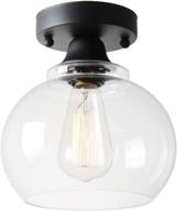 💡 modern industrial semi flush mount ceiling light with clear glass shade - perfect for hallway, schoolhouse, entryway, kitchen, dining room, laundry room logo