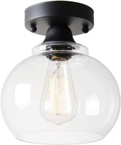 img 4 attached to 💡 Modern Industrial Semi Flush Mount Ceiling Light with Clear Glass Shade - Perfect for Hallway, Schoolhouse, Entryway, Kitchen, Dining Room, Laundry Room