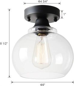 img 1 attached to 💡 Modern Industrial Semi Flush Mount Ceiling Light with Clear Glass Shade - Perfect for Hallway, Schoolhouse, Entryway, Kitchen, Dining Room, Laundry Room