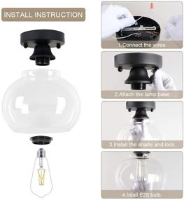 img 3 attached to 💡 Modern Industrial Semi Flush Mount Ceiling Light with Clear Glass Shade - Perfect for Hallway, Schoolhouse, Entryway, Kitchen, Dining Room, Laundry Room