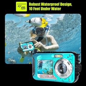 img 2 attached to Full HD 2.7K 48MP Waterproof Camera for Snorkeling - Dual Screen, 16X Digital Zoom, Flashlight, 10 Feet Waterproof Capability