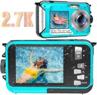 full hd 2.7k 48mp waterproof camera for snorkeling - dual screen, 16x digital zoom, flashlight, 10 feet waterproof capability logo
