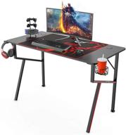 47 inch gaming desk: ultimate gaming setup for home office, k shaped small computer desk with bonus mouse pad, headset hook, and cup holder, in sleek black design логотип