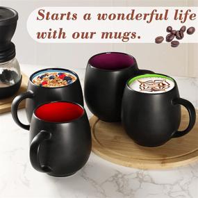 img 2 attached to ☕ Vivimee 4 Pack Ceramic Coffee Mug Sets - 18 Ounce Large Black Coffee Mugs with Colorful Interior, Perfect for Coffee, Tea, Cappuccino, and More!