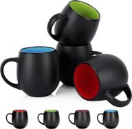 ☕ vivimee 4 pack ceramic coffee mug sets - 18 ounce large black coffee mugs with colorful interior, perfect for coffee, tea, cappuccino, and more! logo