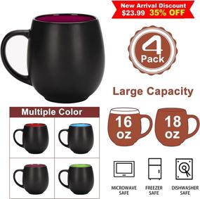 img 3 attached to ☕ Vivimee 4 Pack Ceramic Coffee Mug Sets - 18 Ounce Large Black Coffee Mugs with Colorful Interior, Perfect for Coffee, Tea, Cappuccino, and More!