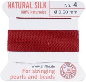 img 1 attached to 💎 Griffin Silk Beading Cord & Needle Size 4 Garnet Red: Exceptional Quality for Secure and Elegant Jewelry Designs