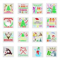 🎄 16 pieces christmas decoration stencils - 5.1 x 5.1 inch reusable christmas theme painting stencils - christmas pattern drawing templates for scrapbooking, cookies, furniture, walls, floors - drawing, tracing, and diy projects logo