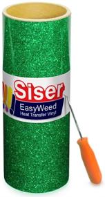 img 1 attached to 🍀 Premium Siser Glitter Green Easyweed Heat Transfer Craft Vinyl Roll + Stainless Steel Weeding Tool Set (10ft x 10&#34;)