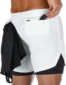 img 1 attached to LIVE GREAT Men's Gym Workout Shorts: 2-in-1 Running 5'' Athletic Shorts with Phone Pocket for Training