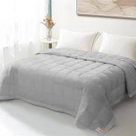 🛏️ warmkiss queen lightweight comforter: egyptian cotton shell, soft & breathable duvet insert, 750 fill power - grey logo