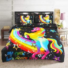 img 3 attached to Dthome Rainbow Unicorn Comforter Pillowcases Kids' Home Store