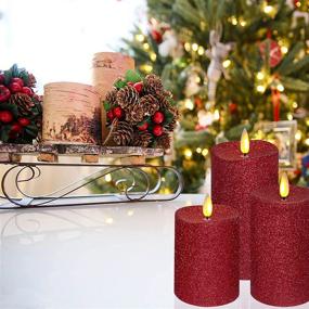 img 1 attached to 🕯️ Pack of 3 Flameless Flickering Red Powder Christmas Candles - Battery Operated Home Decor with Remote Timer; Ideal for Halloween Décor