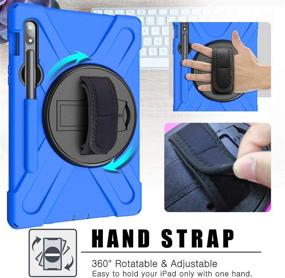 img 1 attached to Samsung Tab S7 Case with S Pen Holder SM-T870/T875 | Heavy Duty Durable Protective Cover with Swivel Stand, Hand Grip, and Shoulder Strap | Blue | Designed for Galaxy Tab S7 11 Inch Tablet 2020 | Ideal for Kids