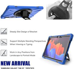 img 2 attached to Samsung Tab S7 Case with S Pen Holder SM-T870/T875 | Heavy Duty Durable Protective Cover with Swivel Stand, Hand Grip, and Shoulder Strap | Blue | Designed for Galaxy Tab S7 11 Inch Tablet 2020 | Ideal for Kids