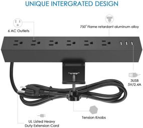 img 3 attached to 💡 Металлическая настольная защелка CCCEI с 6 розетками, портами USB и защитой от скачков напряжения - черный.