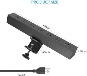 img 1 attached to 💡 Металлическая настольная защелка CCCEI с 6 розетками, портами USB и защитой от скачков напряжения - черный.