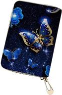 🔵 horseshoe blue crystal butterfly rfid credit card holder women's faux leather credit card wallet with zipper logo