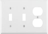 🔳 leviton 88021 3-gang 2-toggle 1-duplex device combination wallplate: standard size, white logo