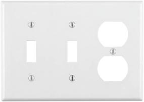 img 1 attached to 🔳 Leviton 88021 3-Gang 2-Toggle 1-Duplex Device Combination Wallplate: Standard Size, White