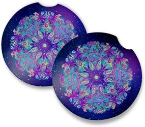 img 4 attached to Scared Eye Car Coasters: Set of 2 Absorbent Accessories for Drinks, 2.56 Inches with Rubber Backing