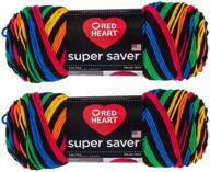 bulk buy: red heart super saver 2-pack primary stripes (5 oz per skein) logo