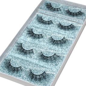 img 3 attached to 👁️ DYSILK 5 Pairs 6D Mink Eyelashes Faux Cross Fluffy Natural Look False Eyelashes Wispies Long Extension Eyelashes Pack Makeup Thick Fake Eyelashes Soft Reusable Lashes No Glue, 001-15mm - Enhance Your Eye Makeup with High-quality SEO-friendly Faux Mink Eyelashes