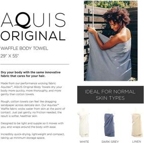 img 3 attached to Waffle Body Towel by Aquis: Ultra Absorbent & Fast Drying Microfiber Towel - Dark Grey (29 x 55 Inches)