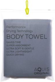 img 1 attached to Waffle Body Towel by Aquis: Ultra Absorbent & Fast Drying Microfiber Towel - Dark Grey (29 x 55 Inches)