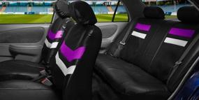img 2 attached to 🪑 Фиолетовые чехлы для сидений из кожи группы FH PU006PURPLE115 - полный комплект, безопасны для подушек безопасности и готовы к разделенной скамье