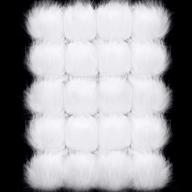 🐇 white faux fur pompoms - diy fluffy pompom balls for hats, shoes, scarves, and more - 16 pieces logo