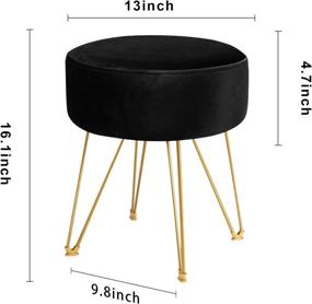 img 1 attached to 🪑 Elevate Your Space with the ERONE Round Footstool Ottoman in Velvet - Versatile Makeup Chair and Side Table with Gold Metal Legs for Kitchen, Bedroom, and Living Room (Black)