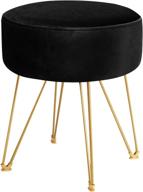 🪑 elevate your space with the erone round footstool ottoman in velvet - versatile makeup chair and side table with gold metal legs for kitchen, bedroom, and living room (black) logo